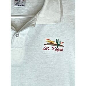 VTG Las Vegas Single Stitch Polo Shirt Mens Large Cactus Short Sleeve Nevada